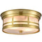 Modern 2-light Drum Gold  Metal with Matt Glass Flush Mount Ceiling Light Fixture